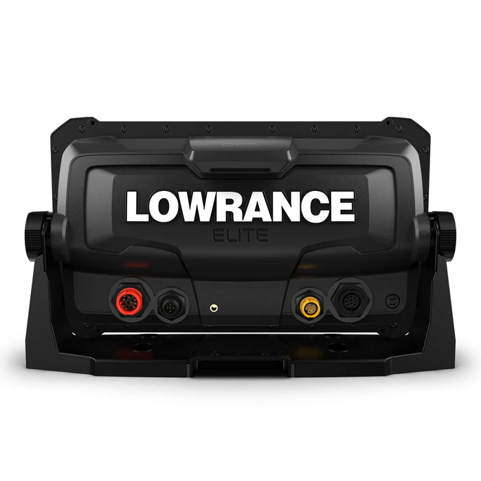 Lowrance Elite FS 9 utan Givare (000-15706-001) – displayens baksida med anslutningar för ström och givare samt monteringsbygel