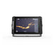 Lowrance Elite FS 12 med ActiveTarget 2 XL i Down-läge – live-sonarbild rakt under båten som visar fisk och botten i realtid. Displayen sedd rakt framifrån. ActiveTarget 2 XL säljs separat.