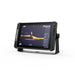 Lowrance Elite FS 12 med ActiveTarget 2 XL i Down-läge – live-sonarbild rakt under båten som visar fisk och botten i realtid. Displayen sedd snett från vänster. ActiveTarget 2 XL säljs separat.