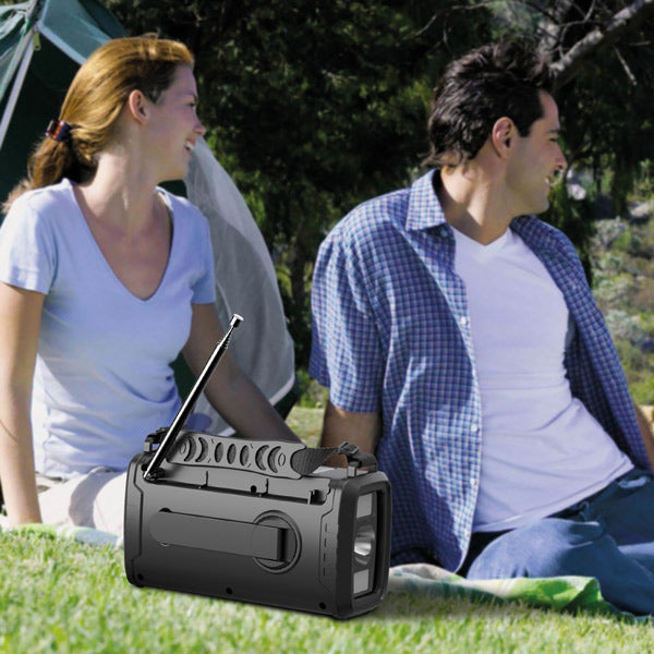 1852 Nödradio DAB+/FM med Bluetooth, vev, solpanel och powerbank – 10 000 mAh