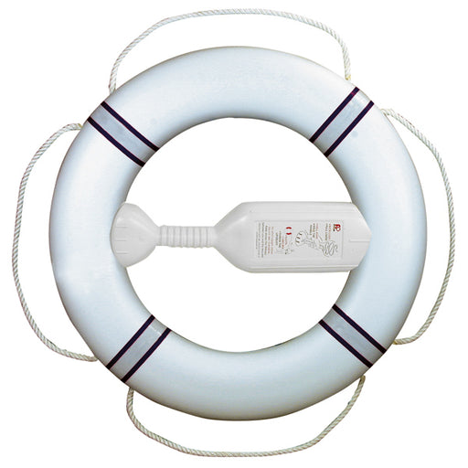 Livboj FP380 Vit m/marinblå reflexband, 20m kastlina