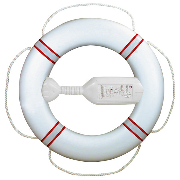 Livboj FP380 Vit m/röda reflexband, 20m kastlina