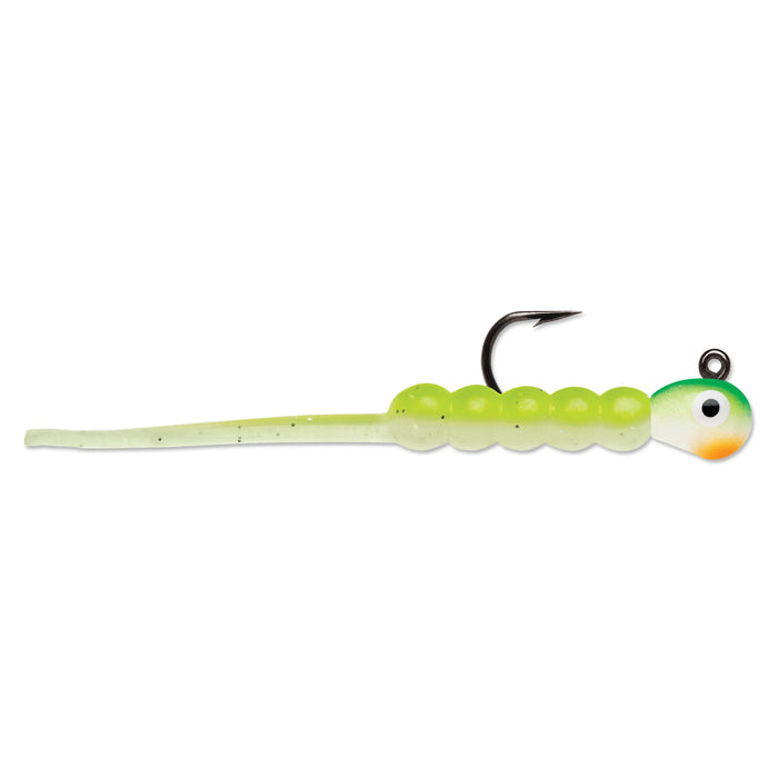 VMC Wax Tail Jig 0,9 g pimpelbete för isfiske, färg Green Orange Glow (GOGL)