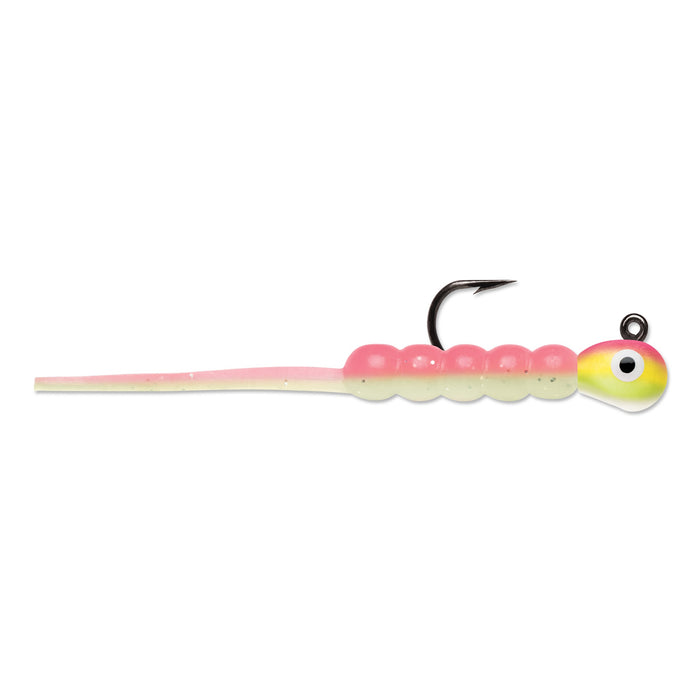 VMC Wax Tail Jig 0,9 g pimpelbete för isfiske, färg Pink Chartreuse Glow (PCGL)