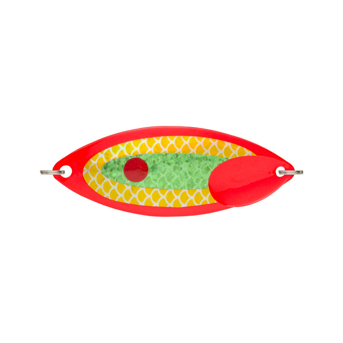 VMC Kalla Blade 60 mm blinkpirk för isfiske, färg Copper Fluo Orange Green Hollow (CFOGH)