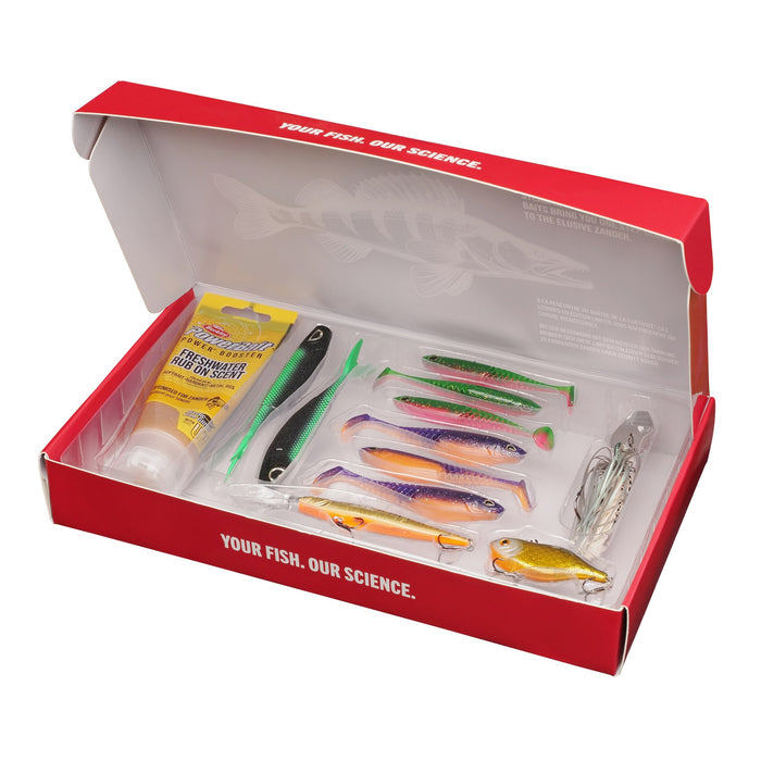Berkley Gift Box Zander, öppen ask med beten