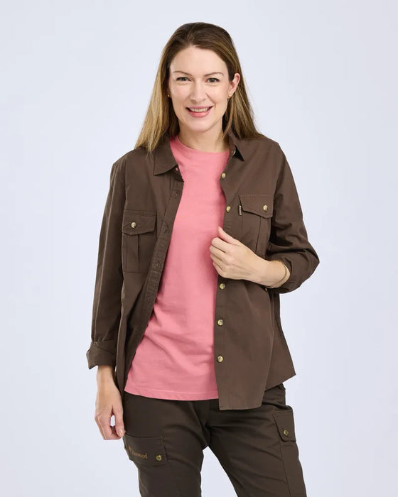 Pinewood InsectSafe Poplin L/S Shirt Dam D.Olive