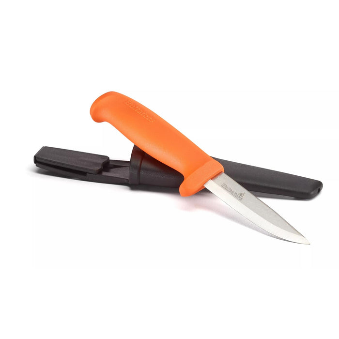 Hultafors Hantverkarkniv HVK (386020) – kniv med orange handtag och plastslida