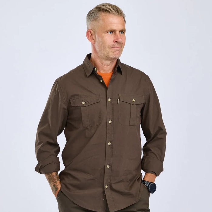 Pinewood InsectSafe Poplin L/S Shirt Herr D.Olive