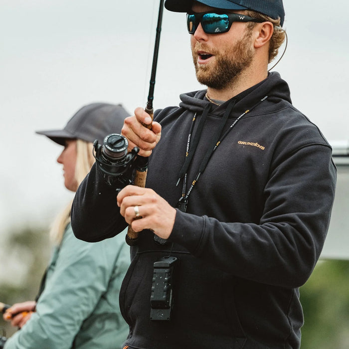 Grundens Displacement DWR Hoodie Tuna Tattoo Black