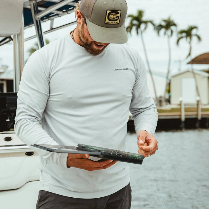 Grundéns Logo Anchor LS Tech Tee Grey Mist