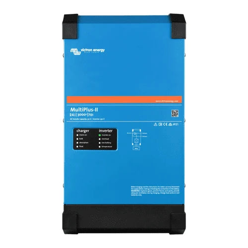 Victron Energy MultiPlus-II 12/5000/220-50 växelriktare och laddare, sedd framifrån
