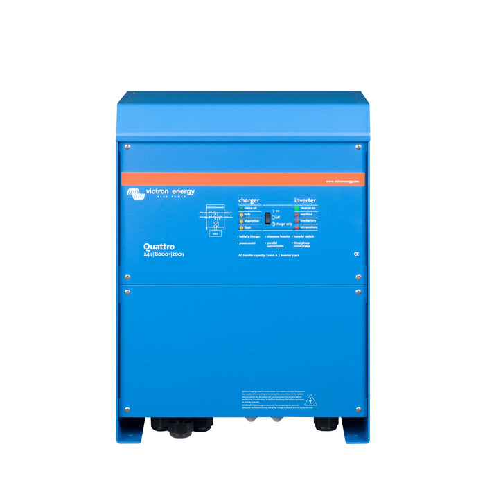 Victron Energy Quattro 24/8000/200-100/100 växelriktare och laddare, sedd framifrån