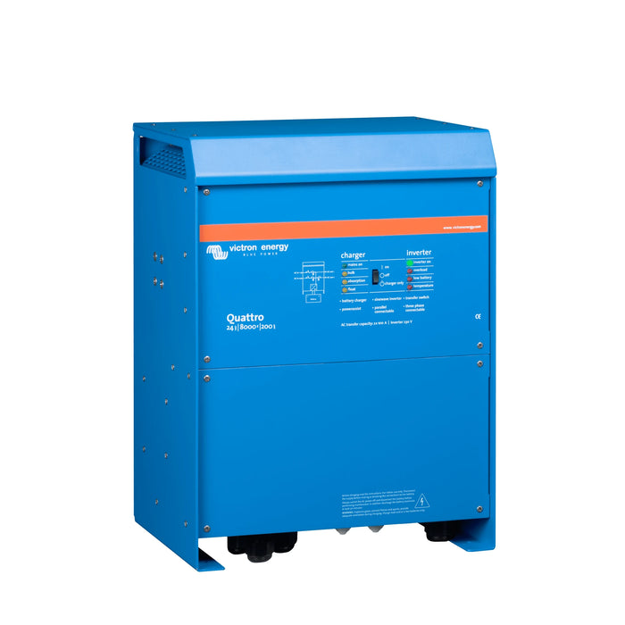 Victron Energy Quattro 24/8000/200-100/100 växelriktare och laddare, sedd framifrån
