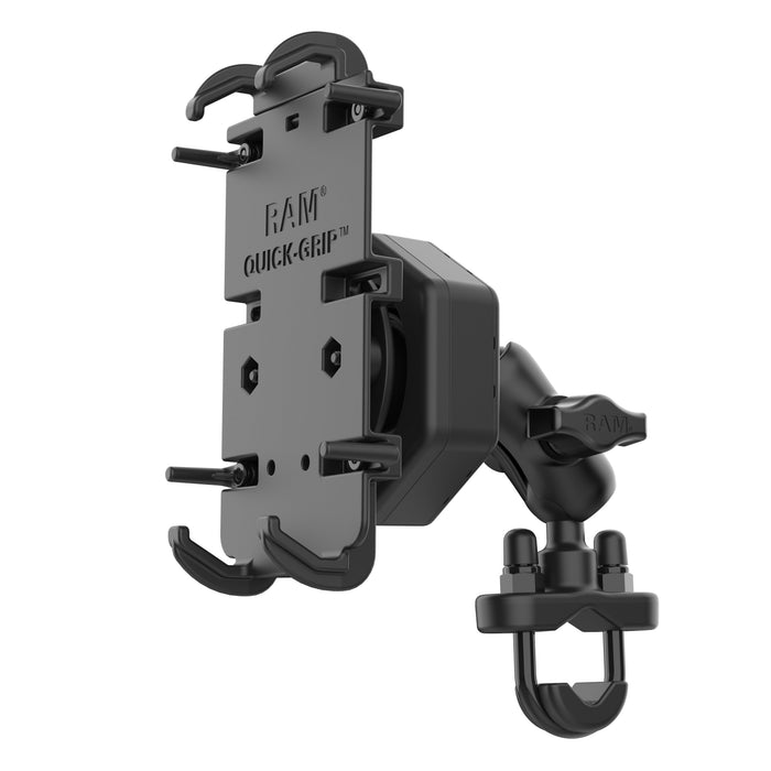 RAM Mounts Quick-Grip™ XL Mobilhållare Vibe-Safe™ Styrfäste U-Bult Kort Arm (B-kula)