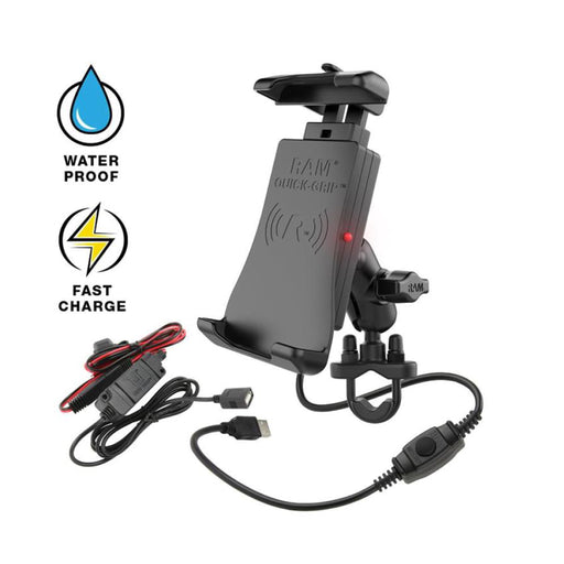 RAM Mounts Quick-Grip™ vattentät trådlös laddning för styre (B-kula)