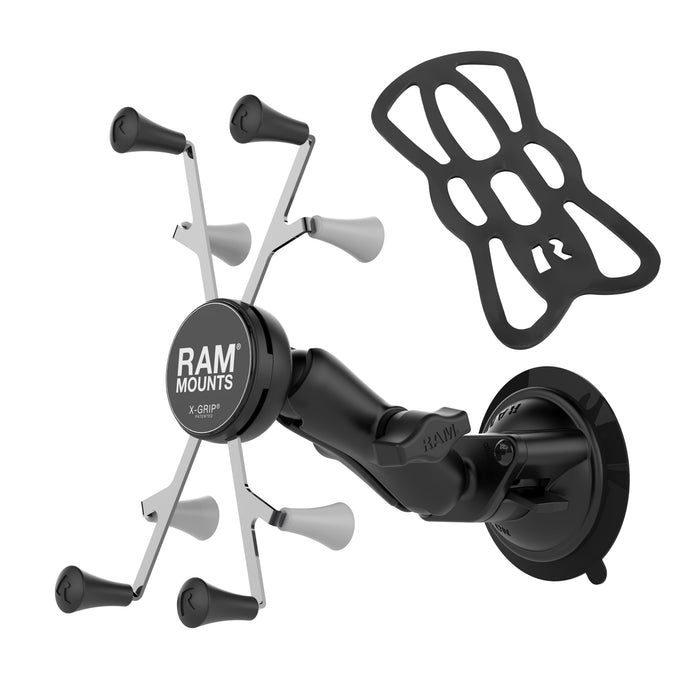 RAM Mounts X-Grip® Surfplattehållare 7-8" med Twist-Lock™ Sugpropp och Medellång Arm (B-kula)