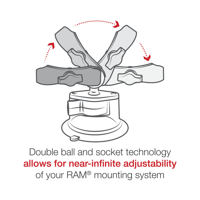 RAM Mounts X-Grip® Surfplattehållare 7-8" med Twist-Lock™ Sugpropp och Medellång Arm (B-kula)