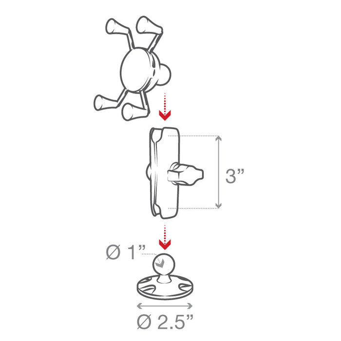 RAM Mounts X-Grip® Telefonhållare med Skruvfäste och Medellång Arm (B-kula)