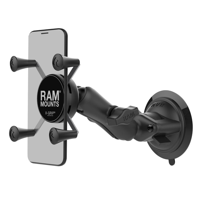 RAM Mounts X-Grip® Telefonhållare med Twist-Lock™ Sugpropp och Medellång Arm (B-kula)