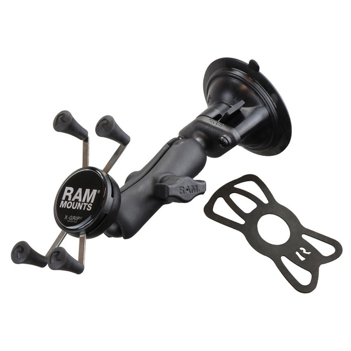 RAM Mounts X-Grip® Telefonhållare med Twist-Lock™ Sugpropp och Medellång Arm (B-kula)