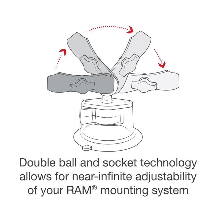 RAM Mounts X-Grip® Telefonhållare med Twist-Lock™ Sugpropp och Medellång Arm (B-kula)