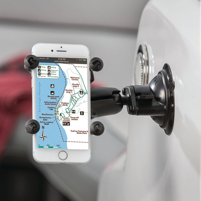 RAM Mounts X-Grip® Telefonhållare med Twist-Lock™ Sugpropp och Medellång Arm (B-kula)