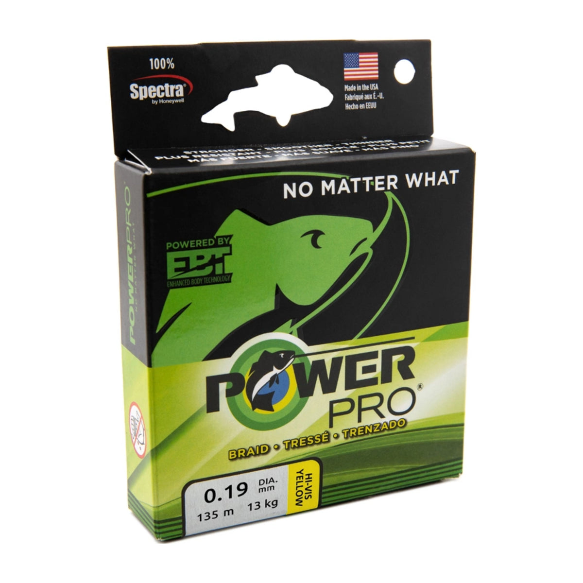 Tresse PowerPro Hi-Vis Yellow 275m - 0.08mm à 0.36mm - Fabriquée Aux USA
