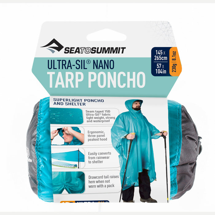 Sea to Summit 15D Ultrasilicone Poncho Tarp Blue, hoppackad