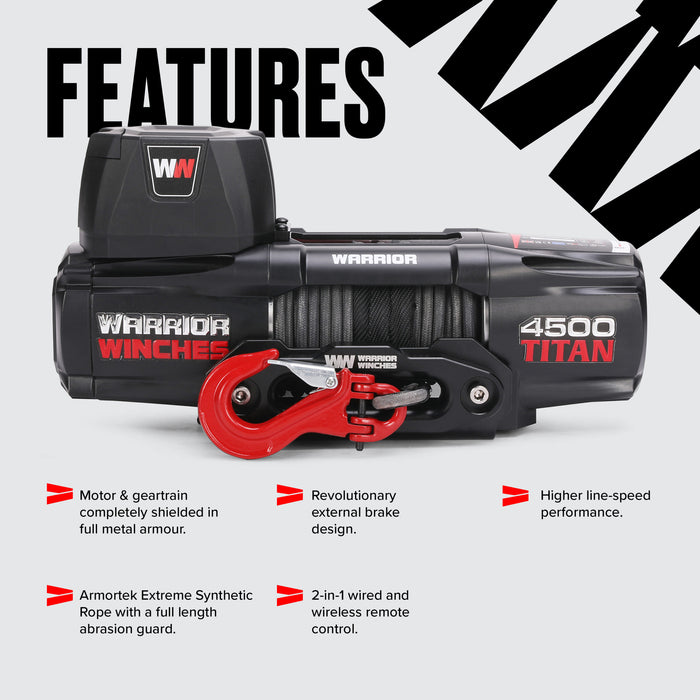 Warrior Winches Titan 4500 Elektrisk vinsch 24V - Armortek Extreme