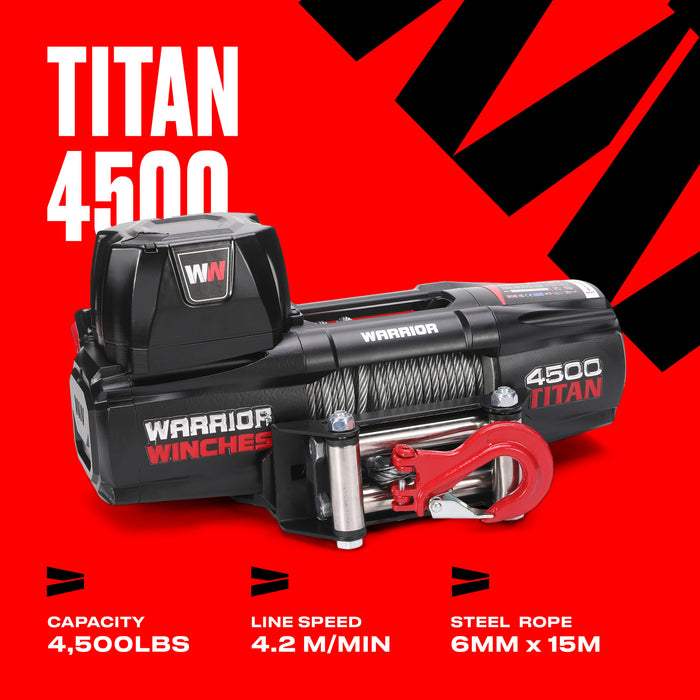 Warrior Winches Titan 4500lb Vinsch 24V - Stålvajer