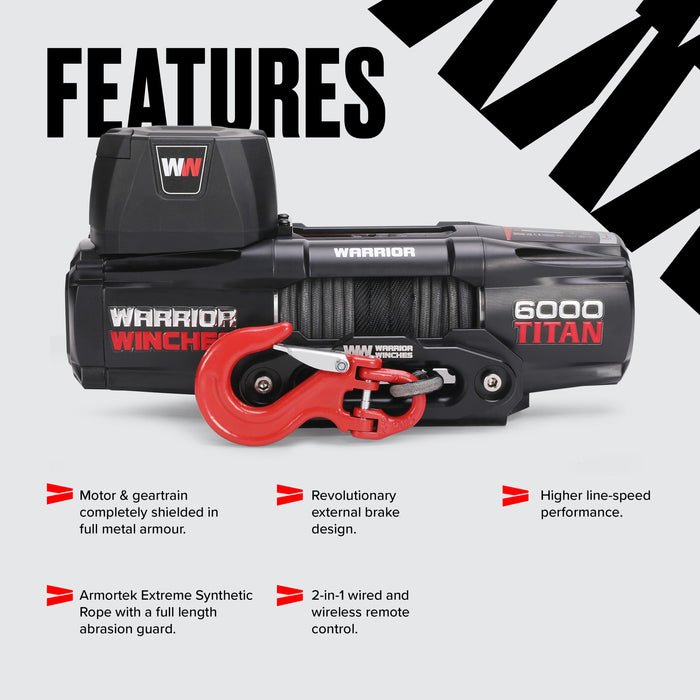 Warrior WinchesTitan 6000lb Vinsch 12V - Armortek Extreme