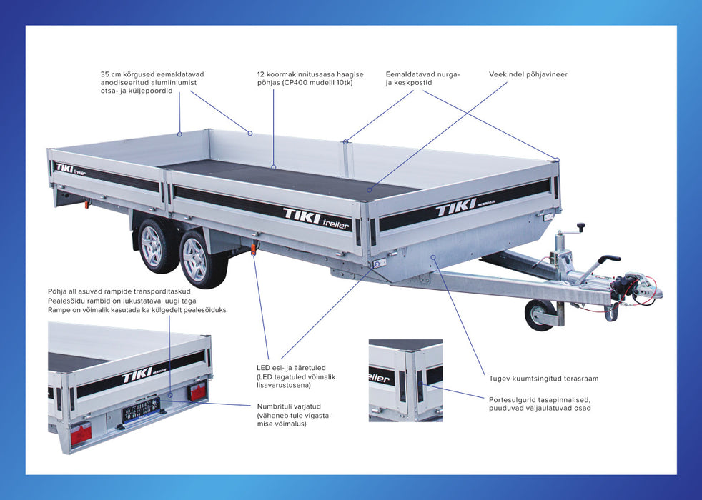 Tiki CP500-DRB/DROP 2850 Högbyggd Släpvagn