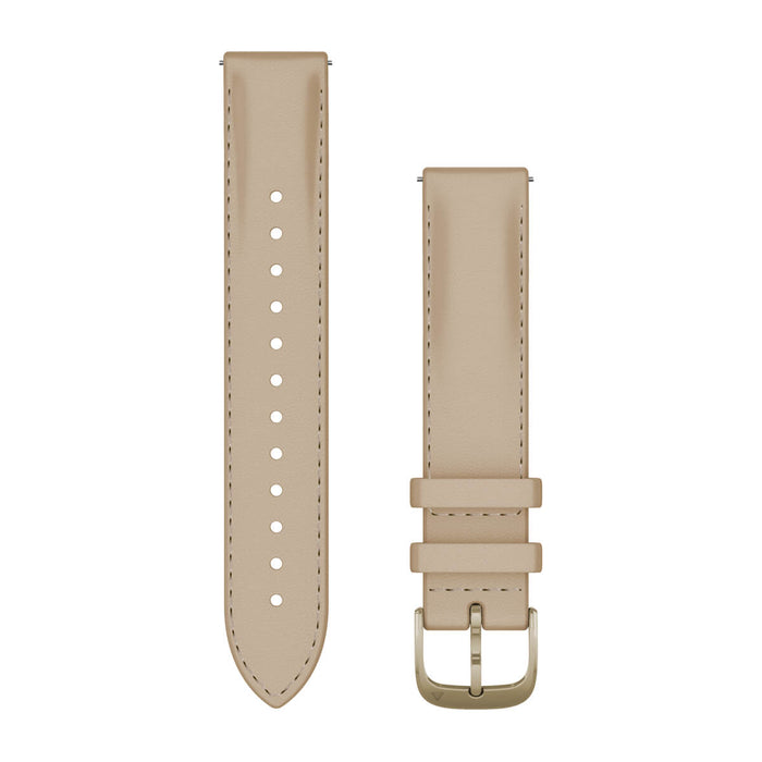 Garmin armband med snabbfäste 18 mm, Ljust sandfärgat läder med guldiga detaljer