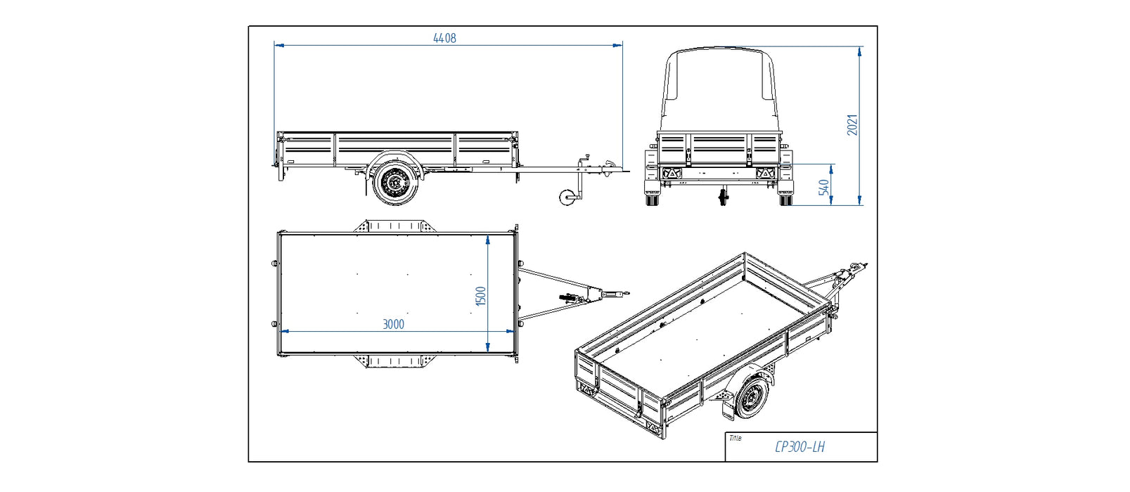 Tiki Släpvagn obromsad CP300-LH PRIME 600kg