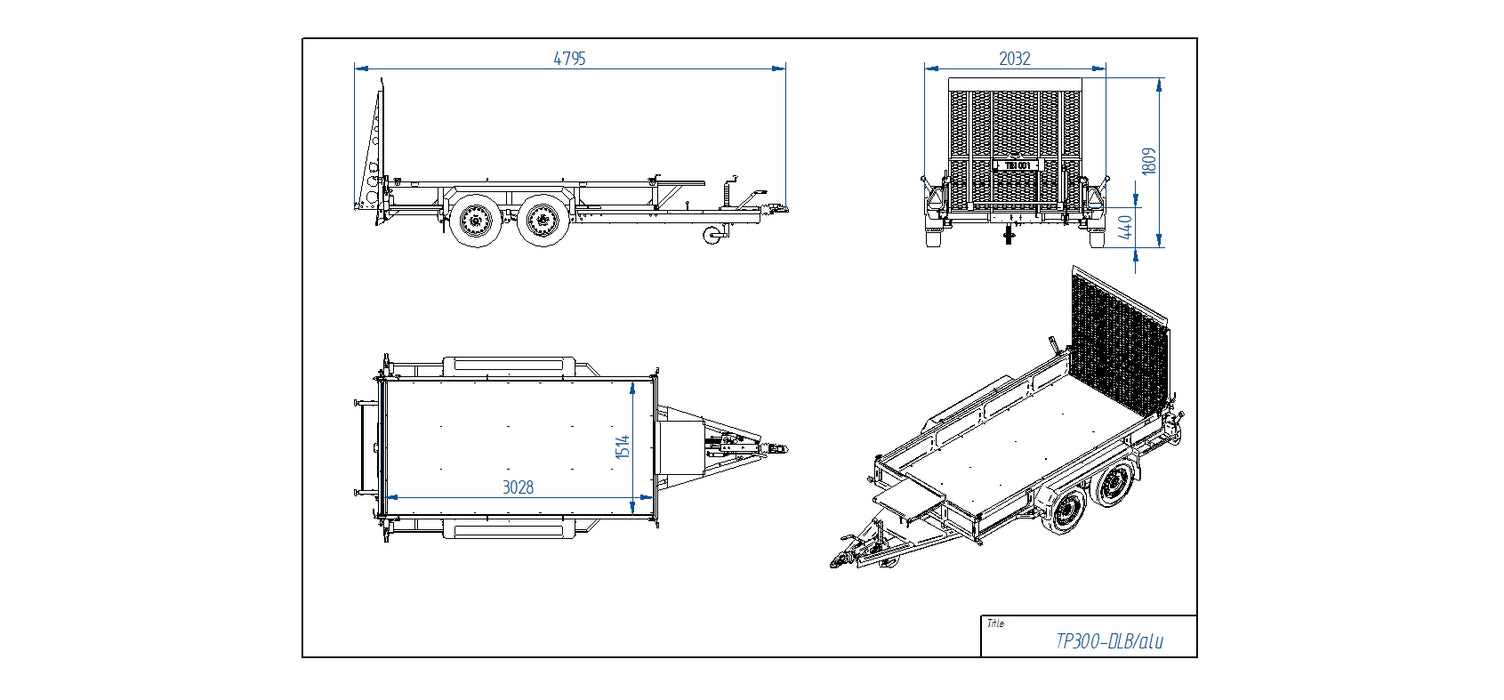 Tiki TP300-DLB aludurk Maskinsläp