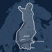 Kvadratisk översiktskarta över täckningsområdet för C-MAP 4D Finland Lakes Wide (M-EN-D326-MS) med orter som St. Petersburg, Tampere och Pskov utmärkta.