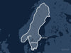 Täckningskarta för sjökortet C-MAP 4D Scandinavia Inland Waters (M-EN-D590-MS): det vita markerade området visar vilka vatten kortet omfattar, bland annat kring Stockholm, Oslo och Göteborg.