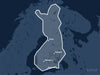 Täckningskarta för sjökortet C-MAP MAX Finland Lakes (M-EN-M326-MS): det vita markerade området visar vilka vatten kortet omfattar, bland annat kring Helsinki, Tampere och Oulu.