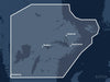 Täckningskarta för sjökortet C-MAP DISCOVER Västervik to Söderhamn (M-EN-Y208-MS): det vita markerade området visar vilka vatten kortet omfattar, bland annat kring Stockholm, Göteborg och Uppsala.