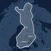 Kvadratisk översiktskarta över täckningsområdet för C-MAP DISCOVER Finland Lakes (M-EN-Y211-MS) med orter som Helsinki, Tampere och Oulu utmärkta.
