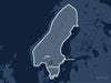 Täckningskarta för sjökortet C-MAP REVEAL Scandinavia Inland (M-EN-Y580-MS): det vita markerade området visar vilka vatten kortet omfattar, bland annat kring Stockholm, Oslo och Göteborg.