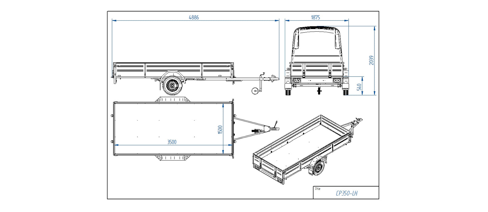 Tiki CP350-LH PRO, Obromsad släpvag 750kg