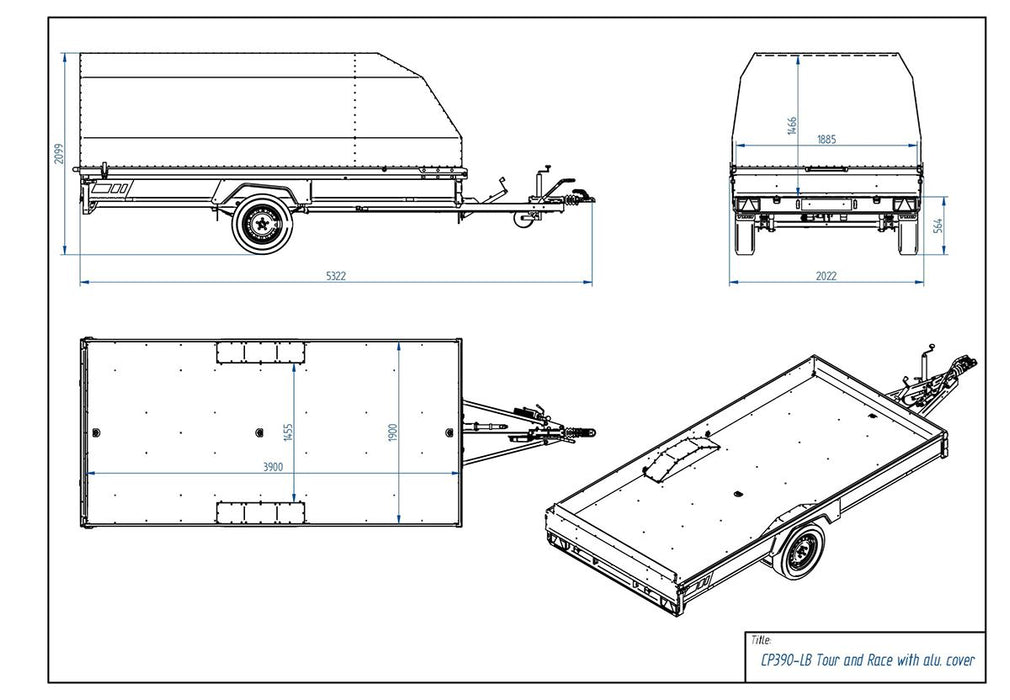 Tiki CP390-LB aluminiumkåpa  Tour & Race 2024 Skotersläp bromsad