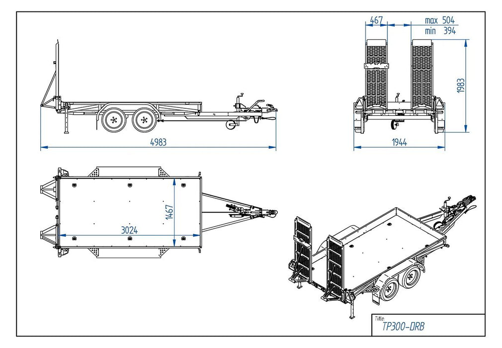 Tiki TP300-DRB Maskinsläp 3500kg
